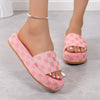 Pink women's platform sandals with patterned design