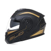 Black and gold modular motorcycle helmet