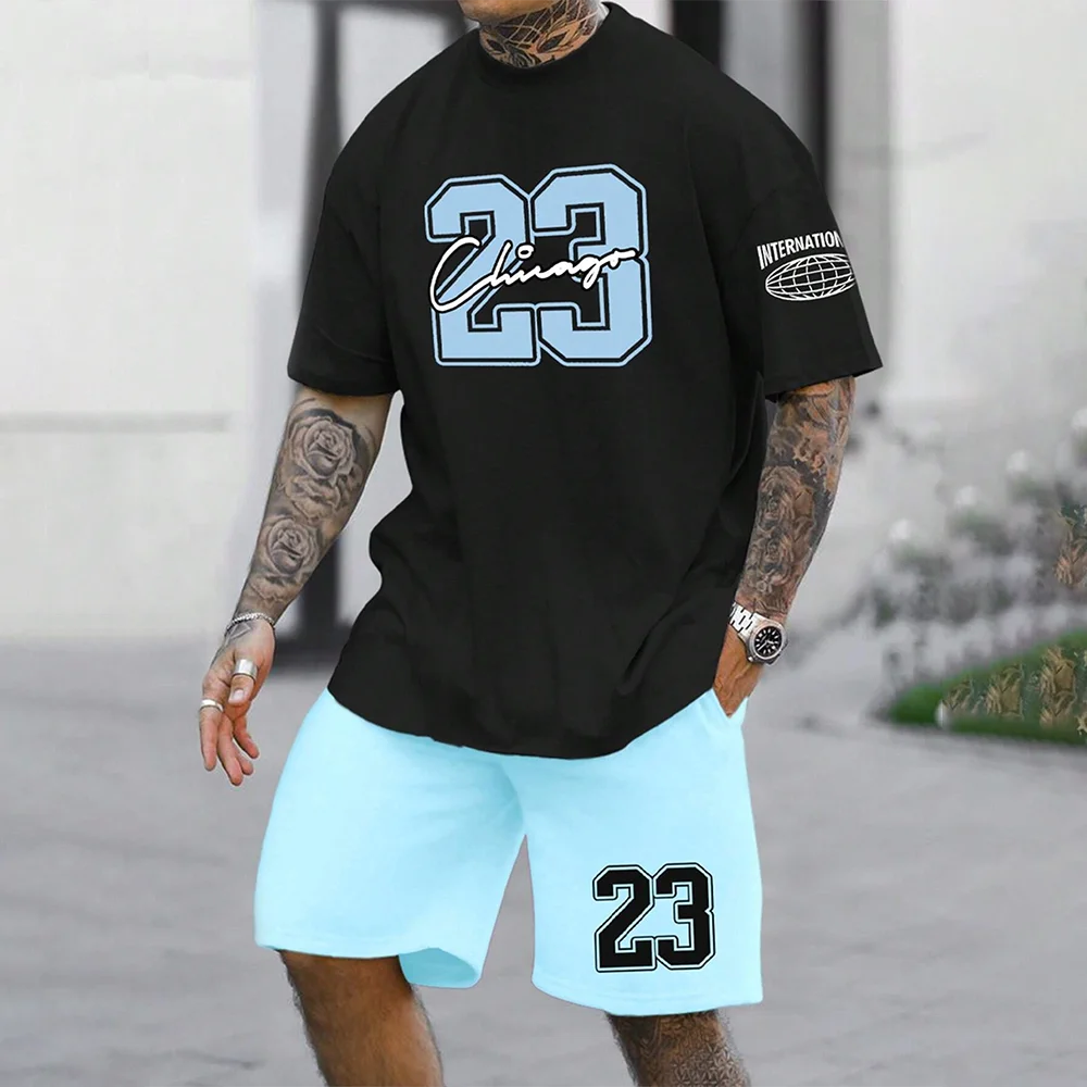 Black and light blue Chicago sportswear set with number 23 design.