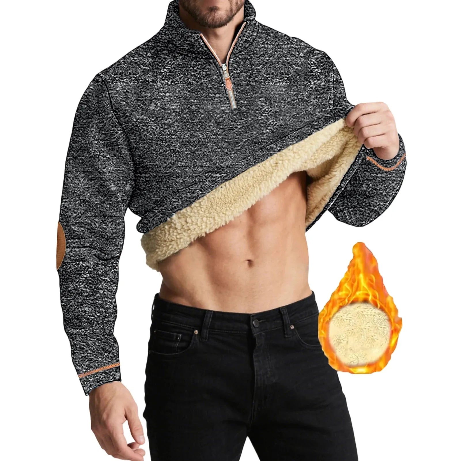 Men’s Fleece Lined Sweatshirt Quarter Zip Thermal Pullover