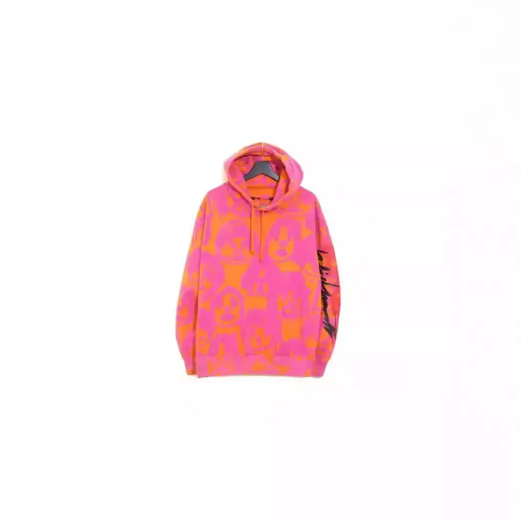 Unisex zip-up hoodie with Y2K digital cartoon print, retro Harajuku streetwear style