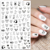 Black and white love-themed nail art stickers