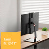 Compact single-arm monitor stand for 12-17 inch