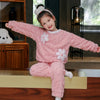 Pink floral pajama set for kids, cozy winter wear