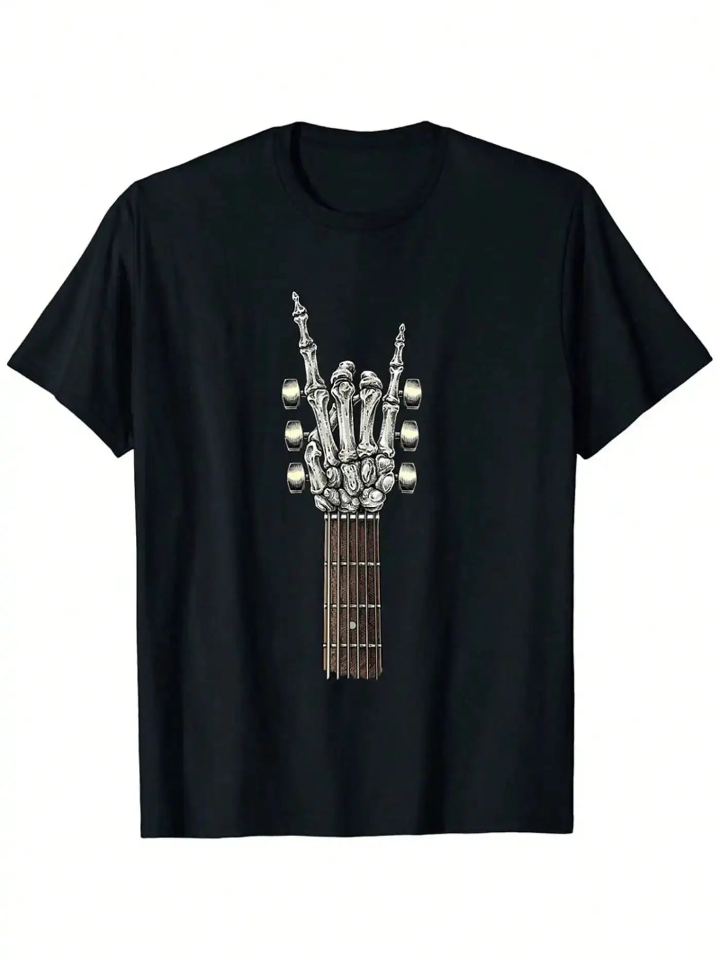 Men's Rock Guitar Print T-Shirt Short Sleeve Cotton Tee Casual Top for Music Lovers & Gifts