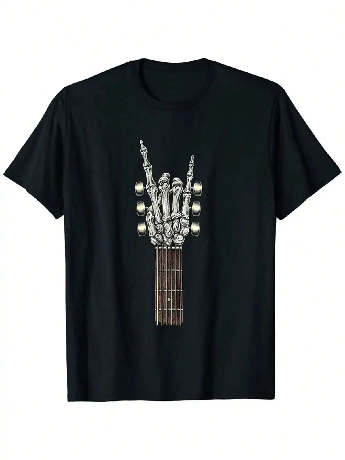 Men's Rock Guitar Print T-Shirt Short Sleeve Cotton Tee Casual Top for Music Lovers & Gifts