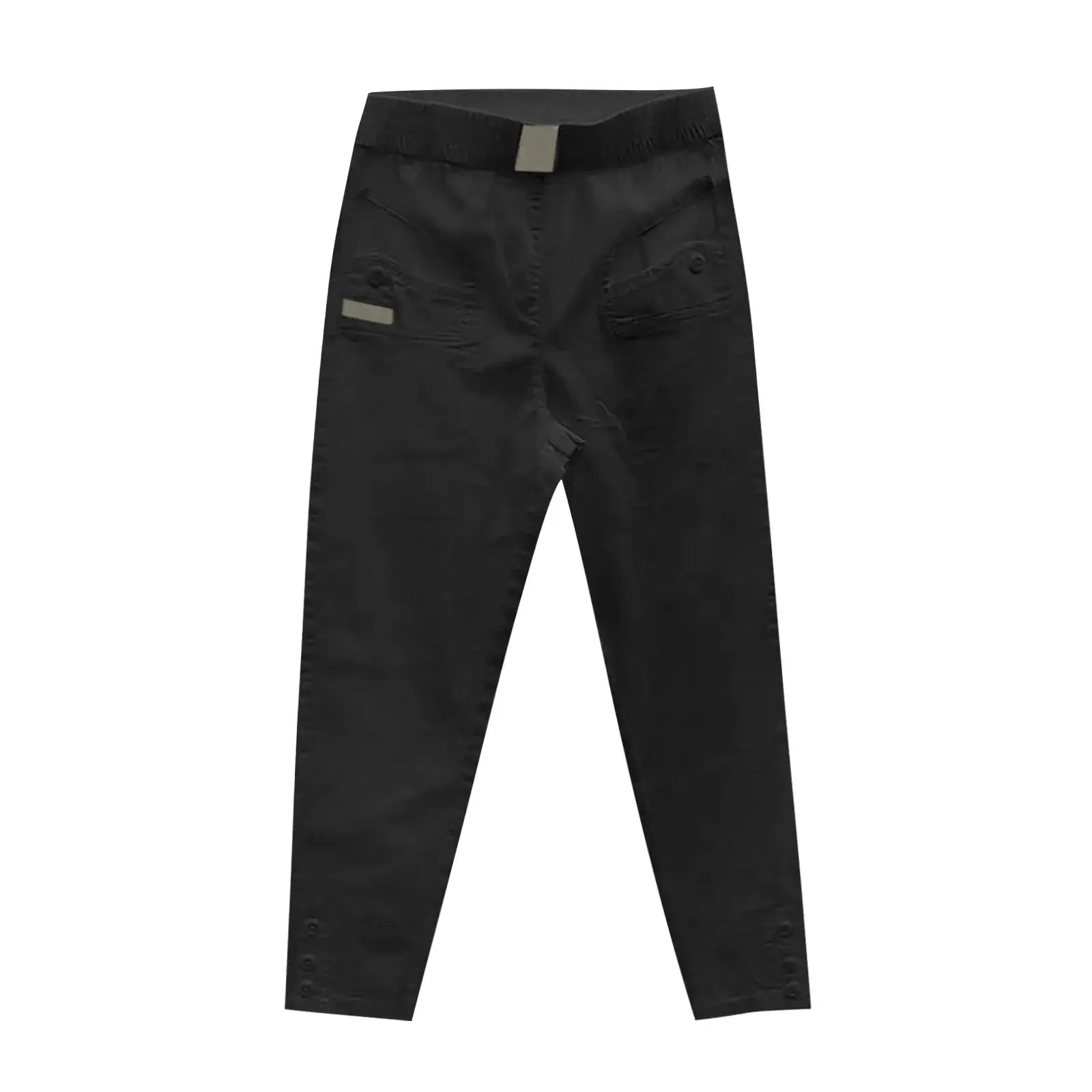 Women’s high-waisted denim cargo pants, stretchy cotton fabric, loose streetwear style, plus sizes available