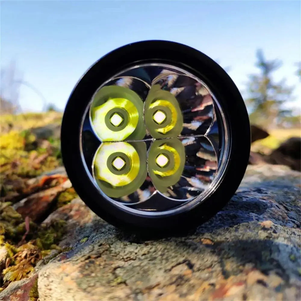 LED Flashlight 8000lm 4-SST40 Bulbs 18650 USB-C Rechargeable Torch for Outdoor & Emergency Use