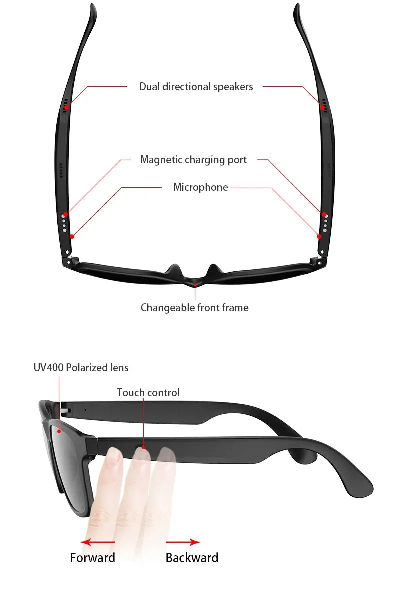 Wireless Smart Glasses with Bluetooth Audio