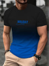 Men's gradient color letter print t-shirt