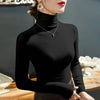 Black turtleneck long sleeve t-shirt for women