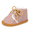 Pink lace-up winter baby shoe