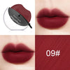 Rich burgundy matte lipstick with thin and thick coating