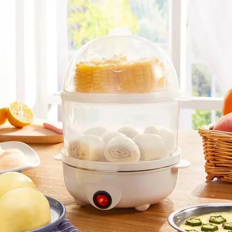Double Layer Egg Cooker with Steamer and Poacher Design