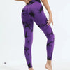 Purple and black patterned women's sports leggings