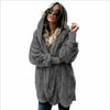 Gray hooded double fleece cardigan jacket