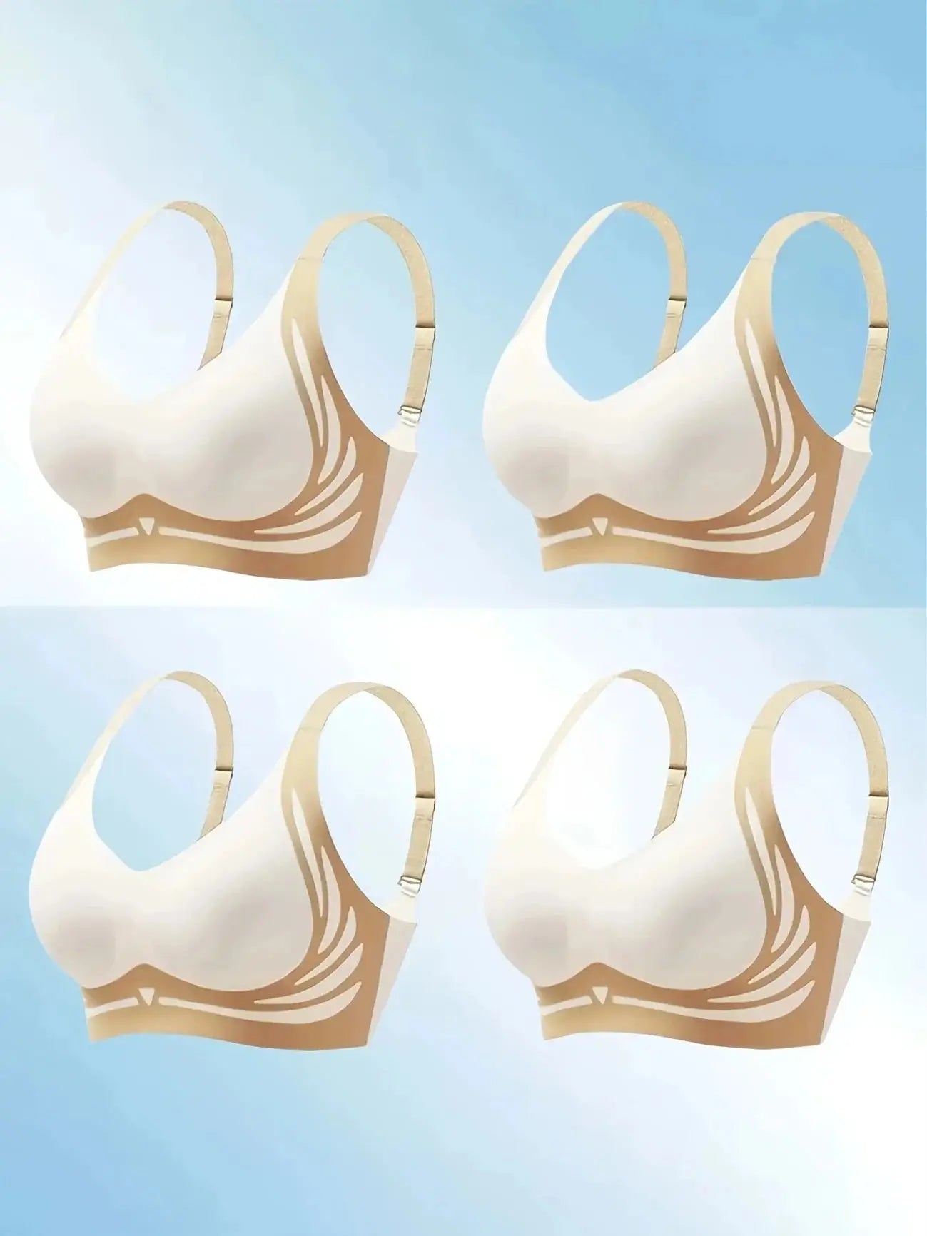 4-Pack Seamless Push-Up Sports Bras Anti-Gravity Lift & Gather Support