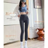 Gray high waisted yoga leggings, slim fit design