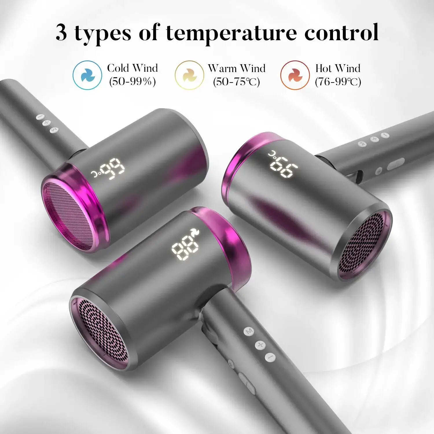 Professional Ionic Hair Dryer 1800W with Negative Ion Nozzle, Fast Drying Blow Dryer for Salon & Home Use