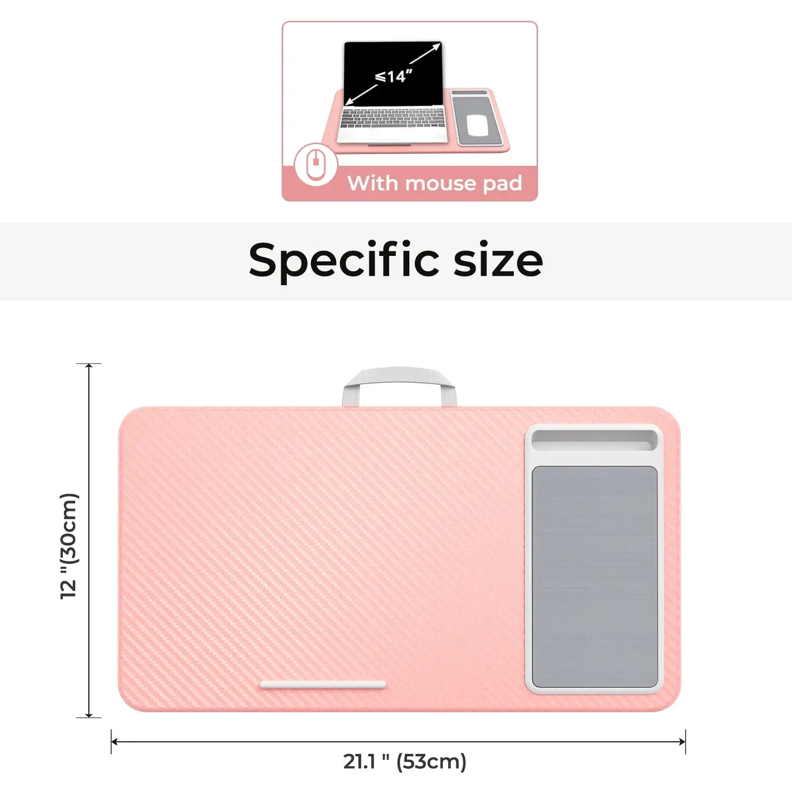 Lap Desk with Mouse Pad & Phone Holder – Portable & Lightweight for Bed, Couch, Travel – 21.1"x12", Anti-Slip Strip