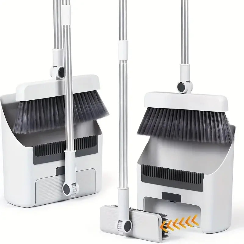 3-in-1 Household Broom Set with Long Handle, Thick Brush, and Dustpan, Non-Stick Floor Cleaner for Home Cleaning