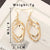 Gold long earrings with geometric design, 4.7cm length