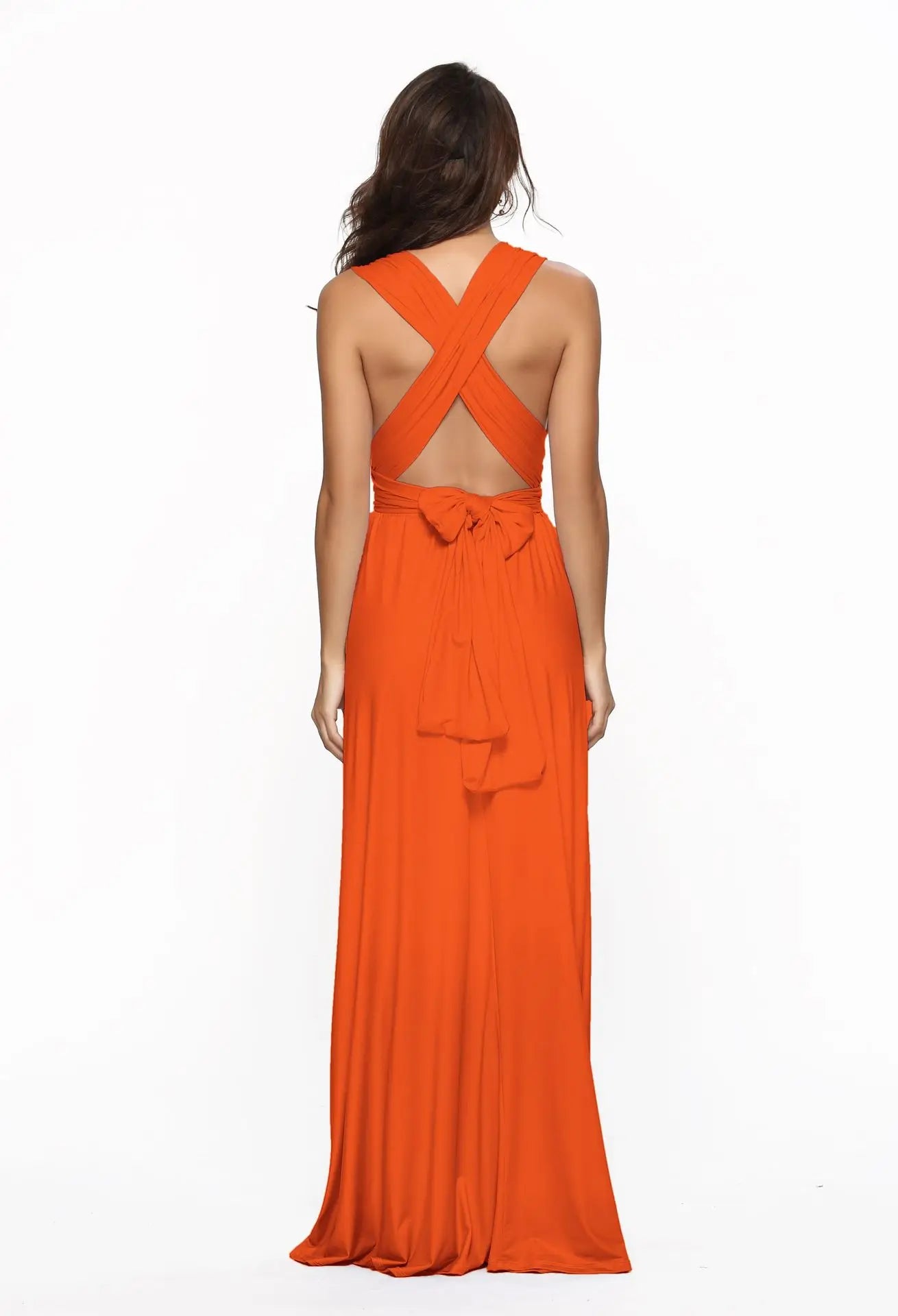 Orange crisscross back long dress