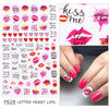 Letter heart lips nail stickers