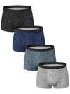 Pack of 4 men's fashion printed boxer briefs in solid colors