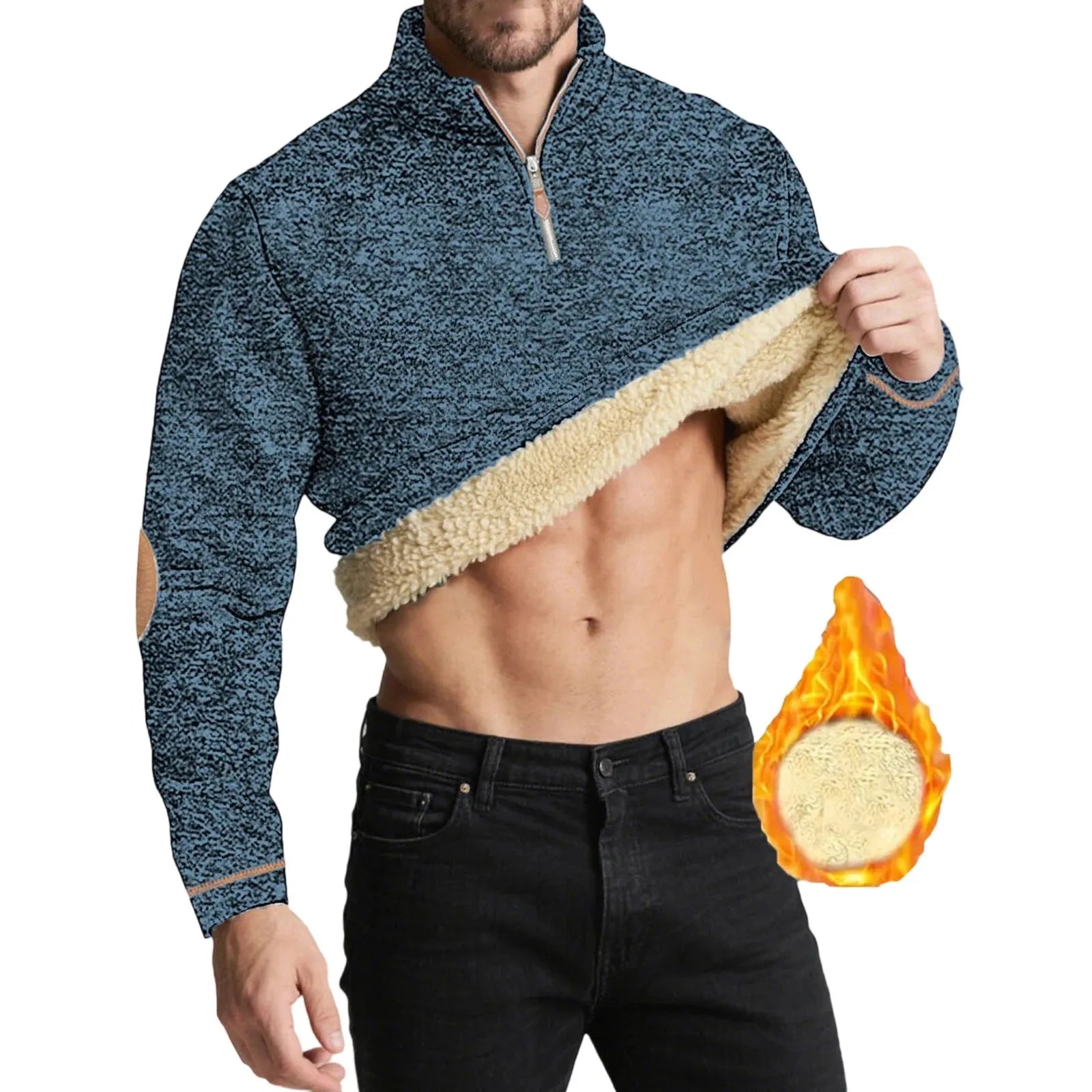 Men’s Fleece Lined Sweatshirt Quarter Zip Thermal Pullover