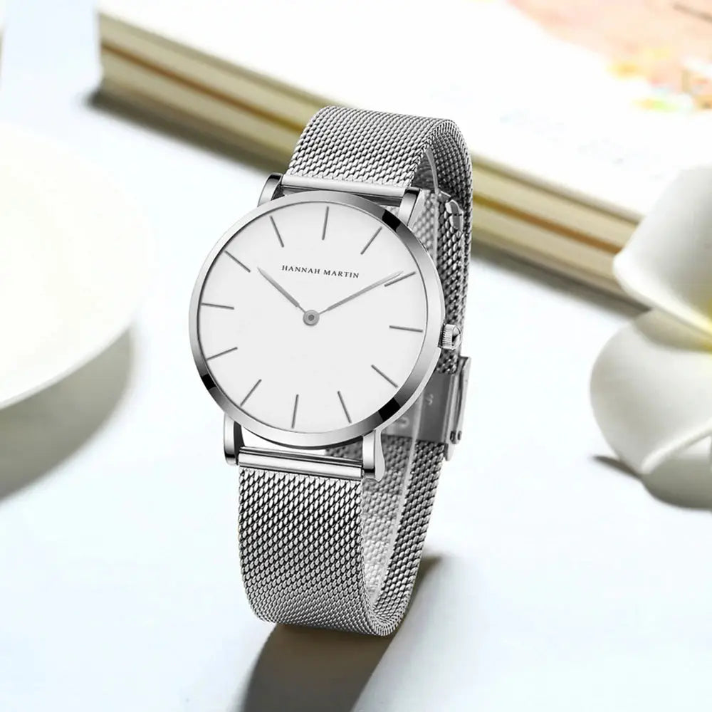 Women’s Minimalist Quartz Watch – 36mm Rose Gold Waterproof Design with Nordic Fashion Style