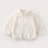 White winter coat for children with zipper