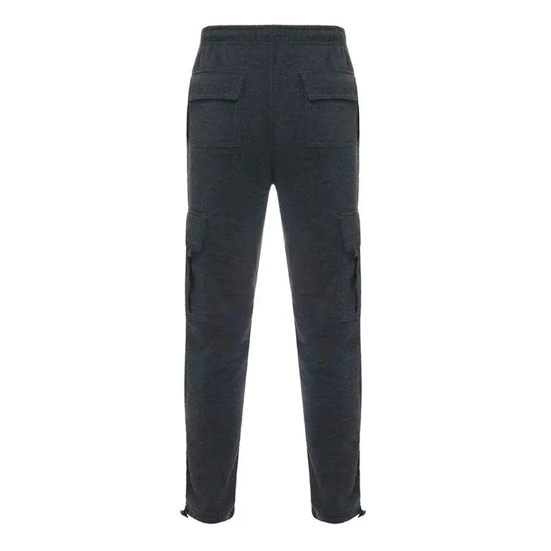 Men’s loose cargo pants with elastic waist, drawstring and wide leg, casual outdoor athletic trousers