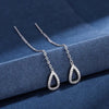 Silver teardrop crystal thread chain earrings