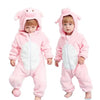 Two toddlers wearing Pink Pig Baby Rompers