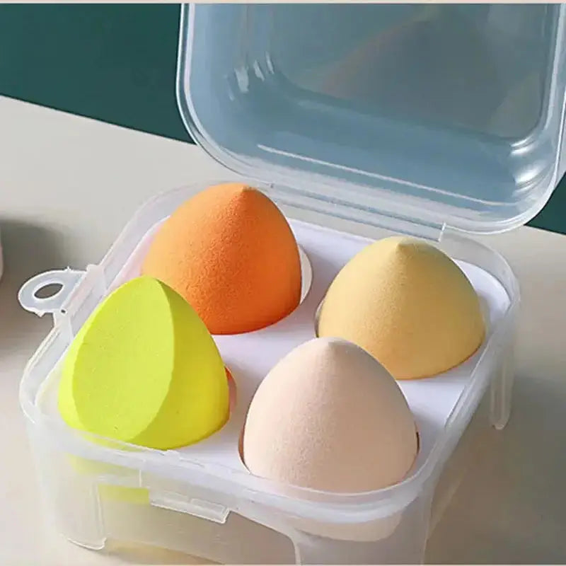 4PCS Makeup Blender Sponge Set – Soft Colorful Cosmetic Puffs with Beveled Edge – Natural Finish for Foundation & Powder