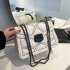 White vintage rivet chain small shoulder bag