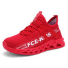 Red breathable children's shoe with matching sole