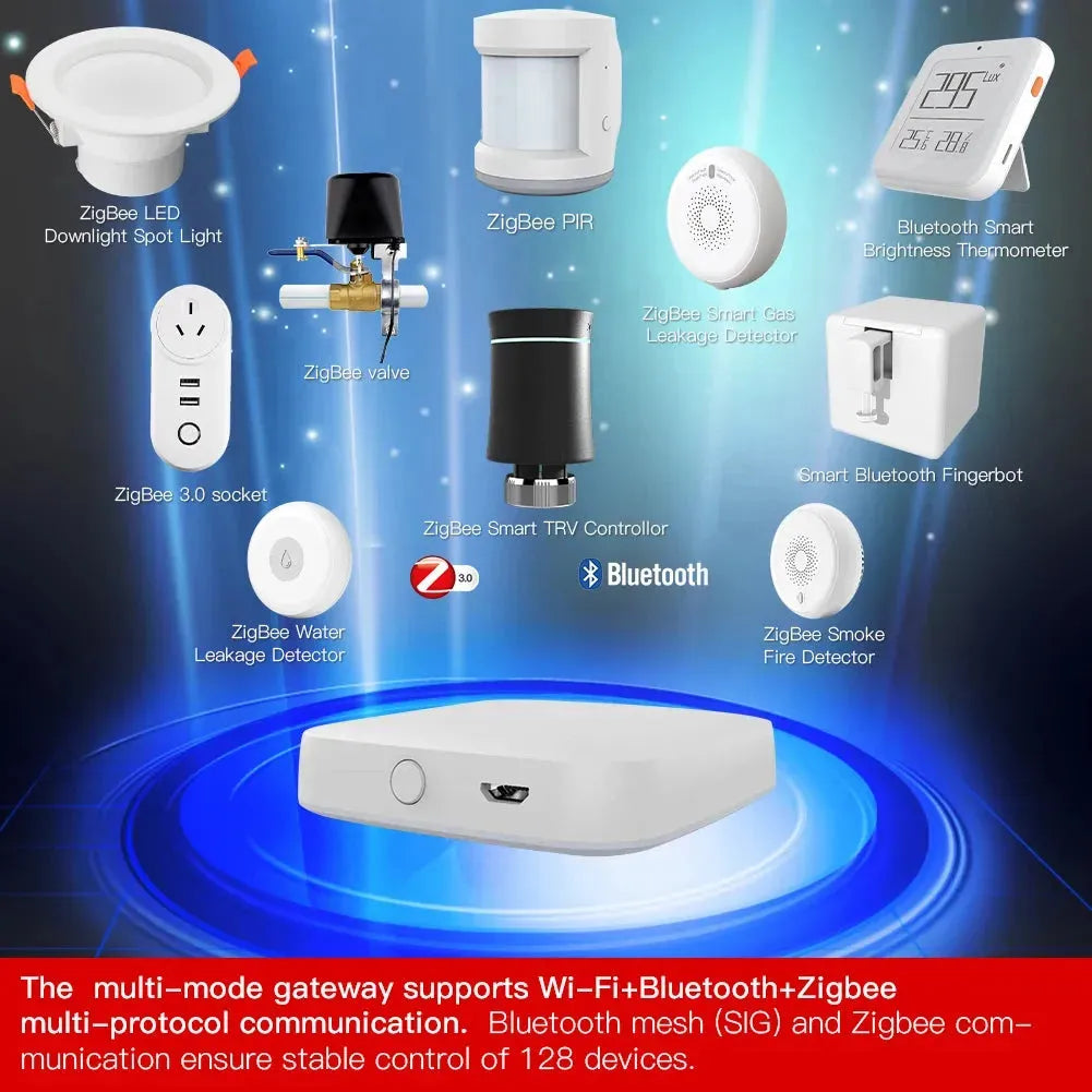 Multi Mode Smart Hub with Zigbee WiFi and Bluetooth Control