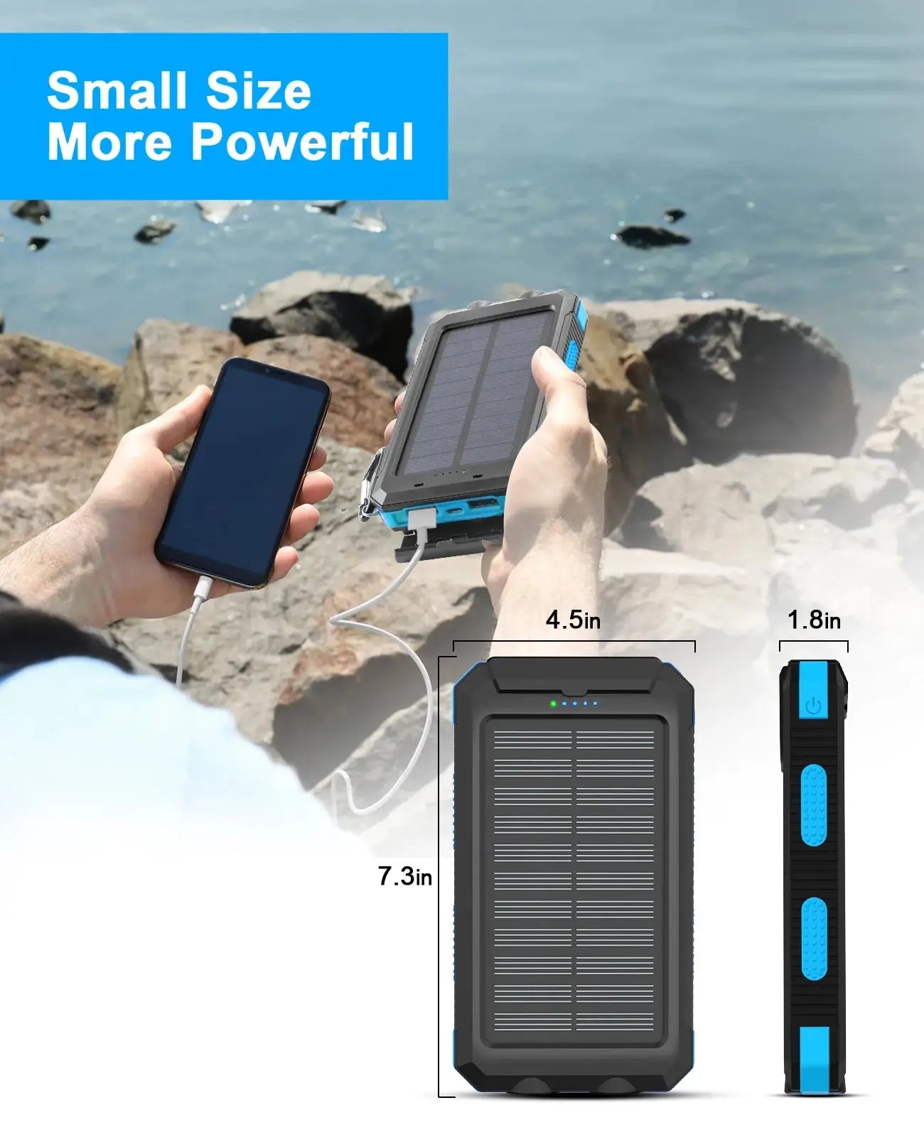 Solar Power Bank 38800mAh Waterproof Dual USB Charger for Outdoor Travel & Camping