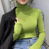 Green turtleneck long sleeve t-shirt for women