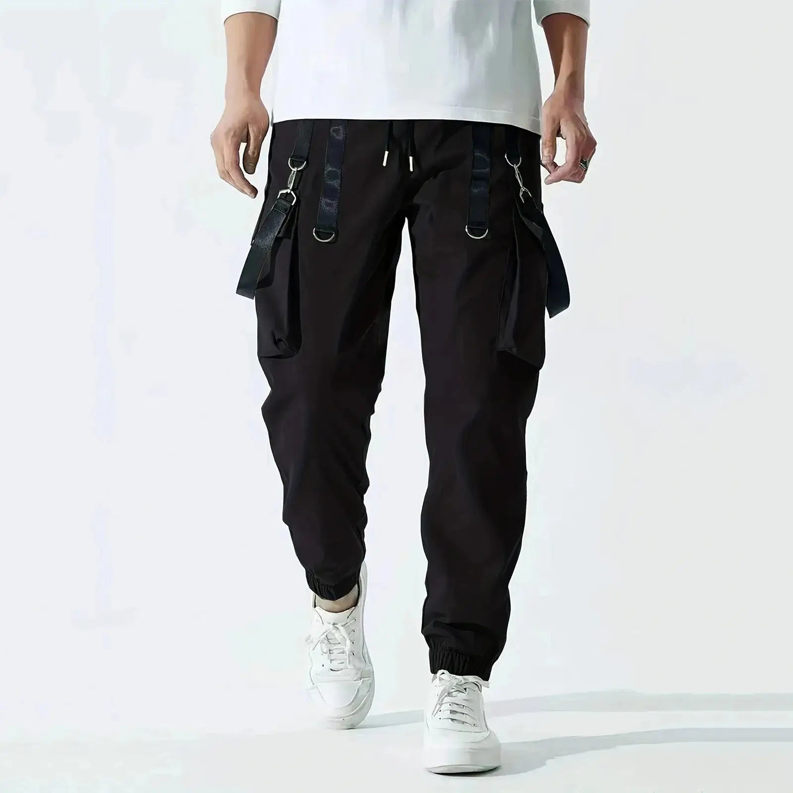Men’s Slim Fit Stretch Pants, Elastic Fitness Trousers with Multi-Pockets for Training and Casual Wear