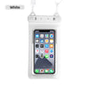 White waterproof phone case with phone inside