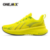 Bright yellow ONEMIX sports shoes with cushioned sole