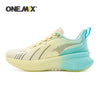 Beige and teal ONEMIX sports shoes with cushioned sole