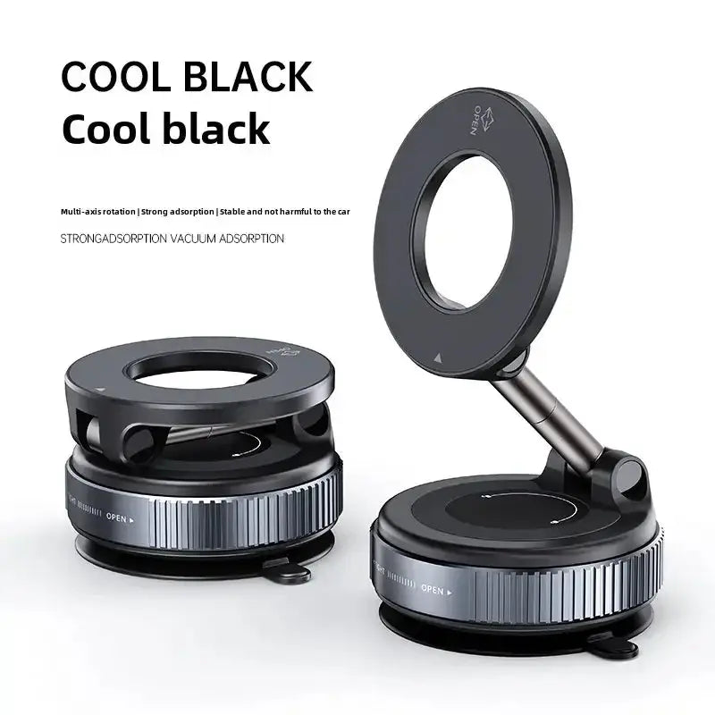 Magnetic Foldable Car Phone Holder – 360° Rotating Mount with Vacuum Suction Cup – Multi-Angle Adjustment for Car & Wall