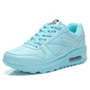 Light blue women's fashion sneaker with air cushion sole