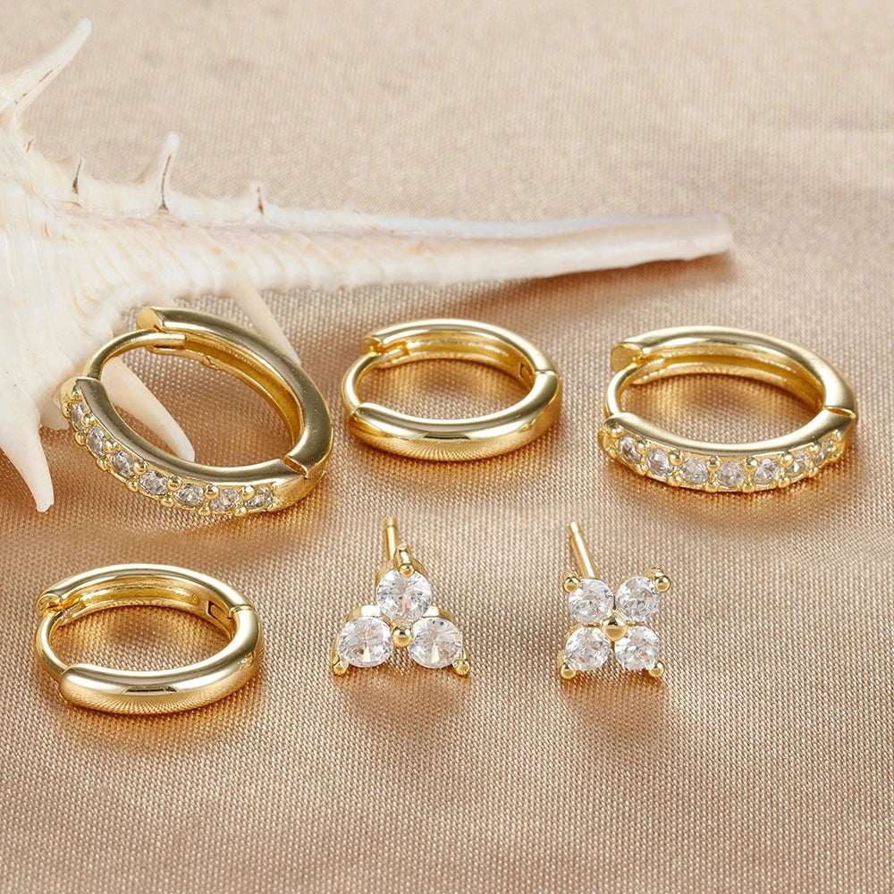 Gold Plated Earring Set Hoop Design Stainless Steel