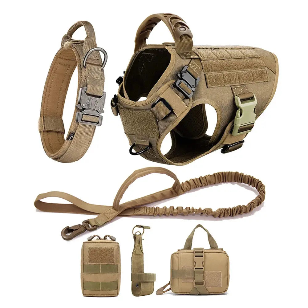 Large dog harness and leash set, training vest with adjustable collar for German Shepherd and Malinois