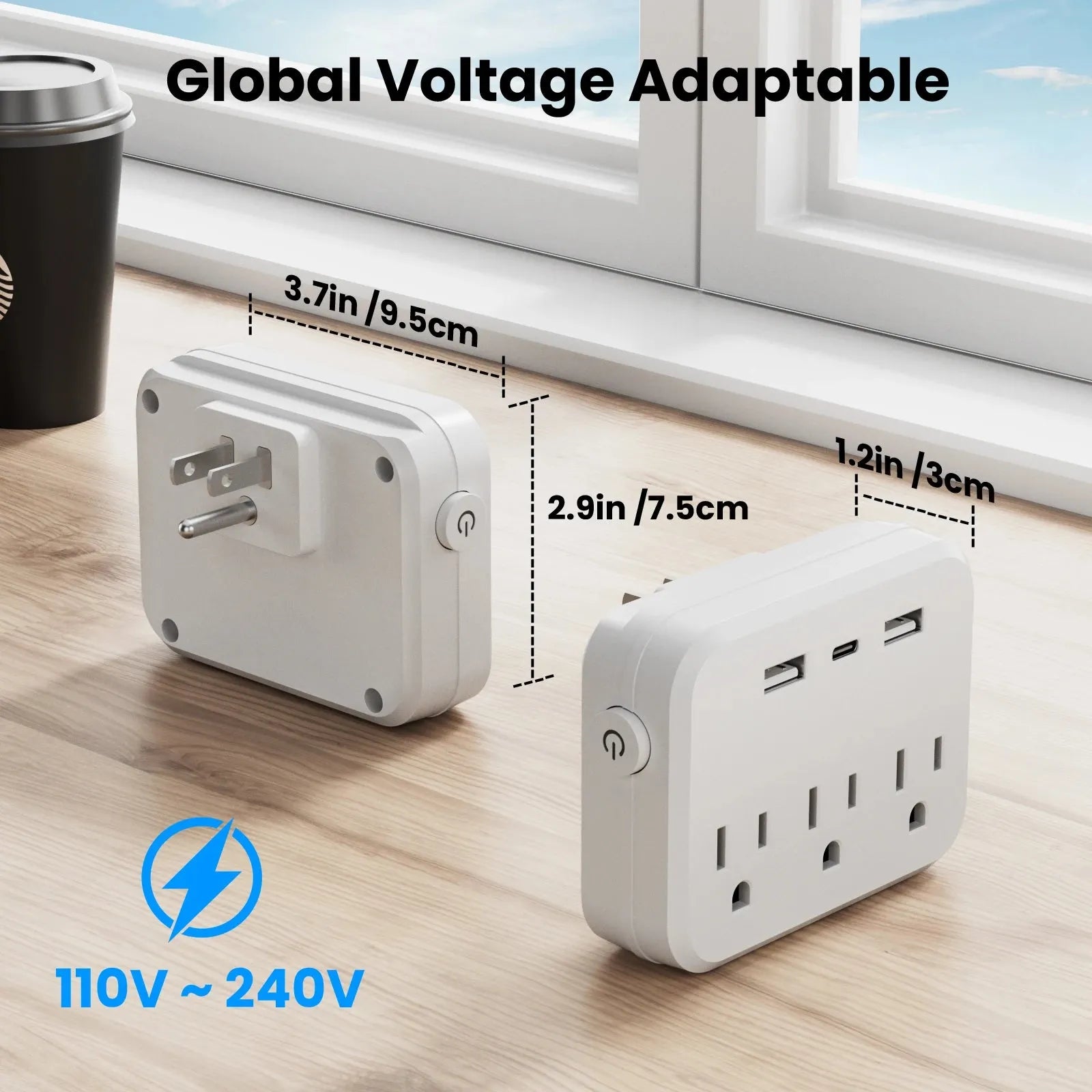 Mini 6 in 1 Power Strip with Surge Protection and USB Ports